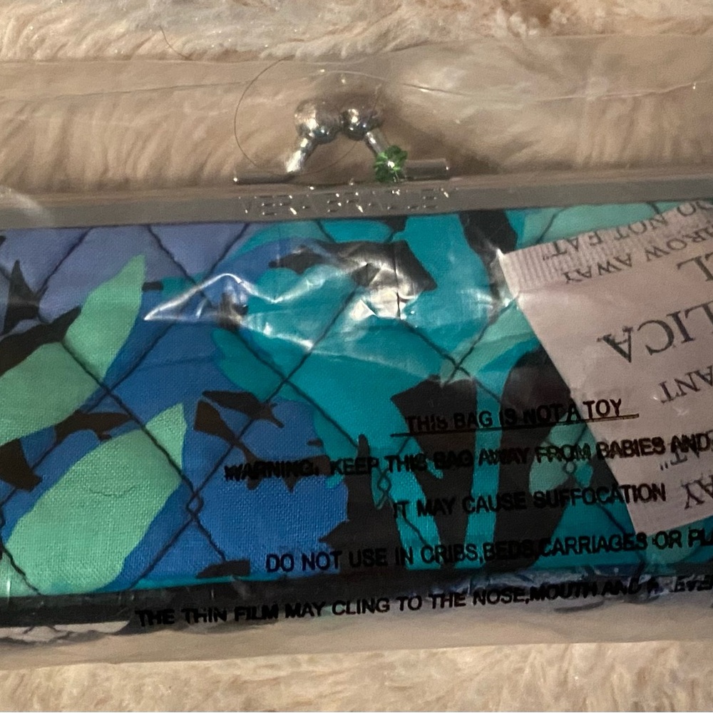 Vera Bradley Teal and Black Camofloral Floral Pouch